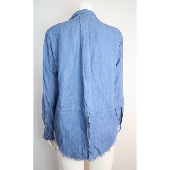 WOMEN'S BLUE DENIM BUTTON-UP TUNIC TOP - VELVET HEART - SIZE S - Picture 5 of 6
